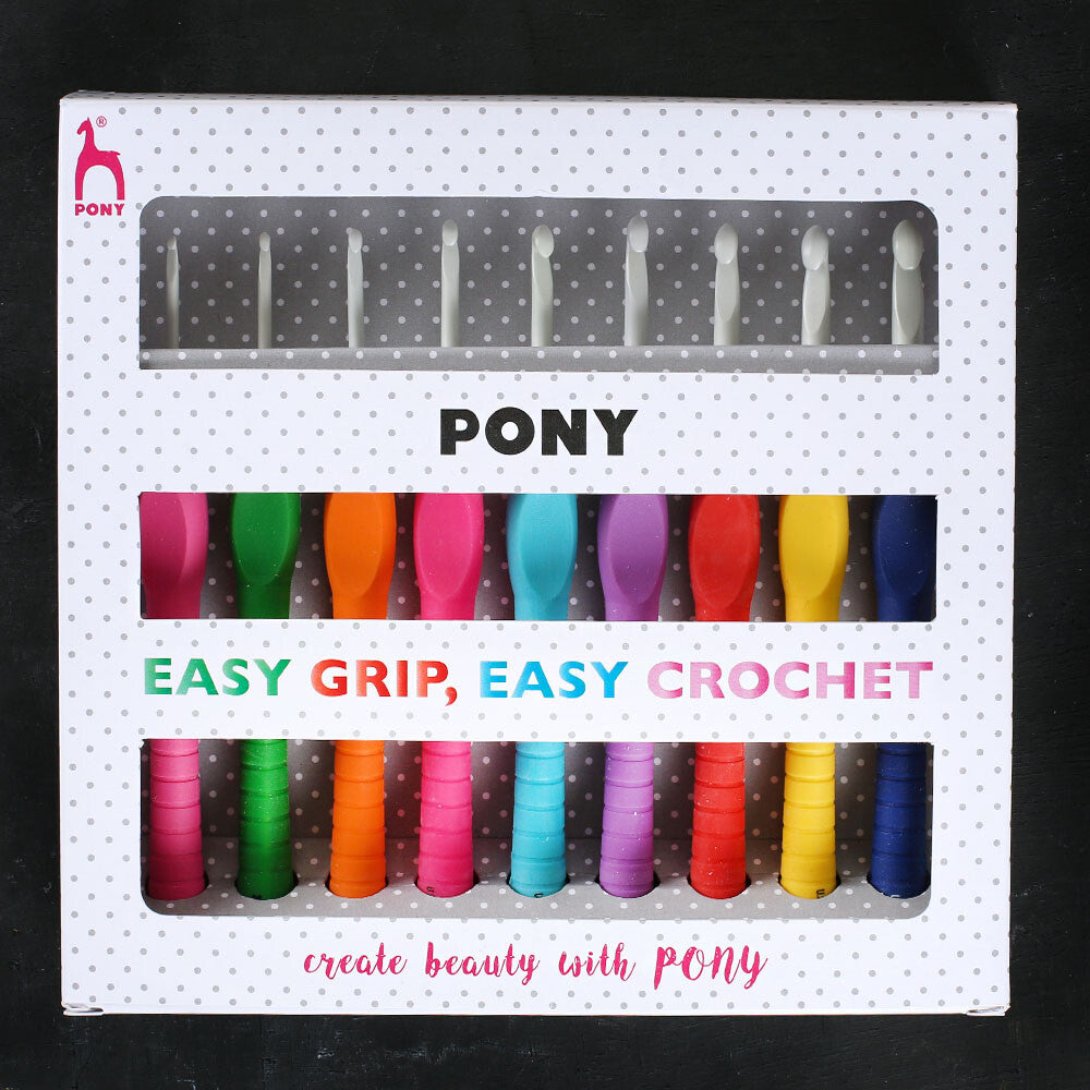 PONY EASY GRİP 9'LU 14 CM YUMUŞAK SAPLI YÜN TIĞ SETİ - 56835